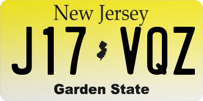 NJ license plate J17VQZ