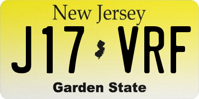 NJ license plate J17VRF