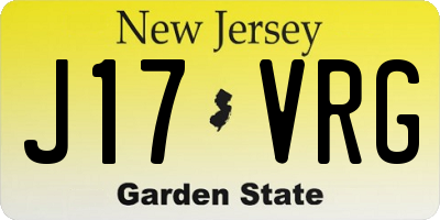NJ license plate J17VRG