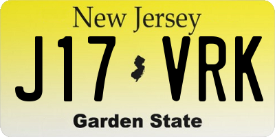 NJ license plate J17VRK