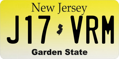 NJ license plate J17VRM