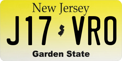 NJ license plate J17VRO