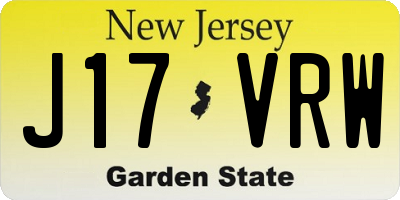 NJ license plate J17VRW