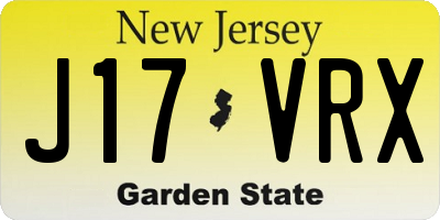 NJ license plate J17VRX