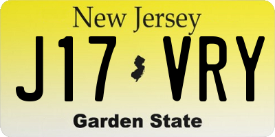 NJ license plate J17VRY
