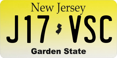 NJ license plate J17VSC