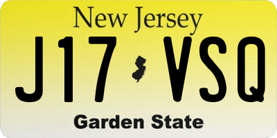 NJ license plate J17VSQ