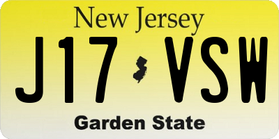 NJ license plate J17VSW