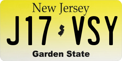 NJ license plate J17VSY