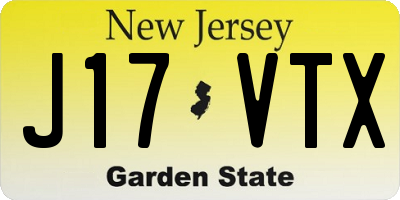 NJ license plate J17VTX
