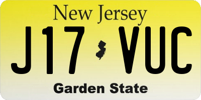 NJ license plate J17VUC