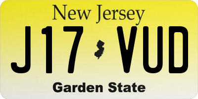 NJ license plate J17VUD