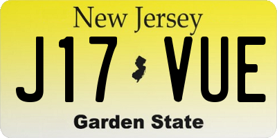 NJ license plate J17VUE