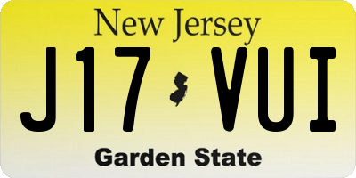 NJ license plate J17VUI