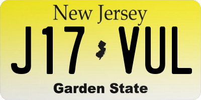 NJ license plate J17VUL