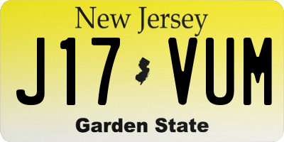 NJ license plate J17VUM