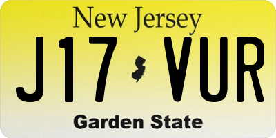 NJ license plate J17VUR
