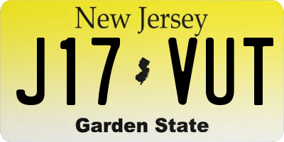 NJ license plate J17VUT
