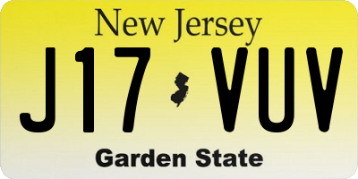 NJ license plate J17VUV