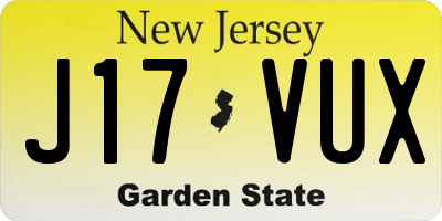 NJ license plate J17VUX