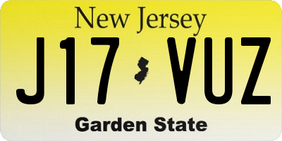 NJ license plate J17VUZ