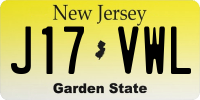 NJ license plate J17VWL