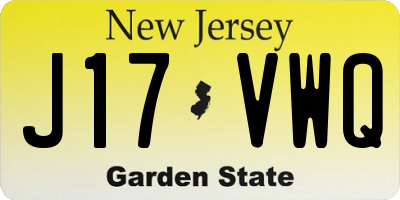 NJ license plate J17VWQ