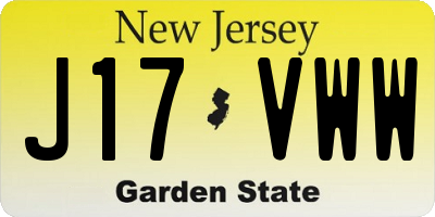 NJ license plate J17VWW