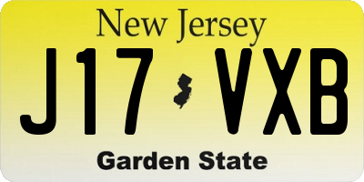 NJ license plate J17VXB