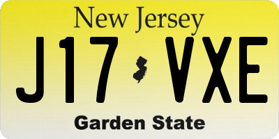 NJ license plate J17VXE