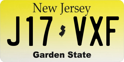 NJ license plate J17VXF