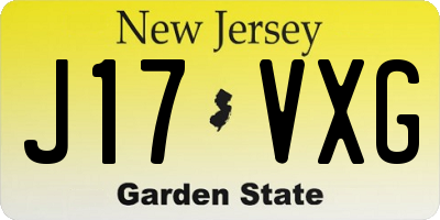NJ license plate J17VXG