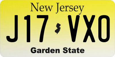 NJ license plate J17VXO