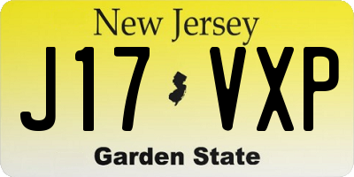 NJ license plate J17VXP