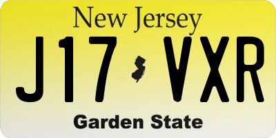 NJ license plate J17VXR