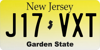 NJ license plate J17VXT