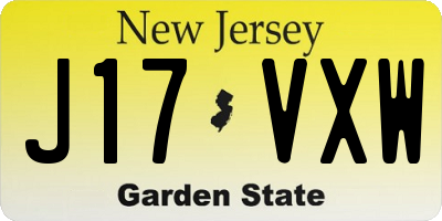 NJ license plate J17VXW