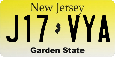 NJ license plate J17VYA
