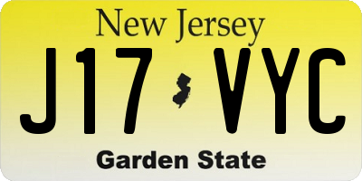 NJ license plate J17VYC