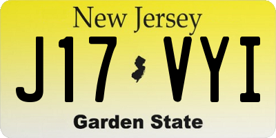 NJ license plate J17VYI