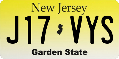NJ license plate J17VYS