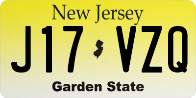 NJ license plate J17VZQ
