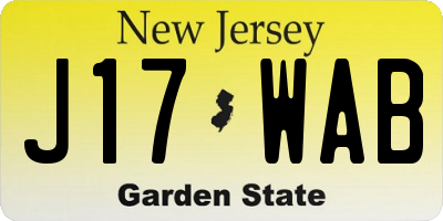 NJ license plate J17WAB