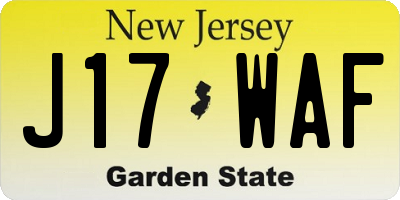 NJ license plate J17WAF