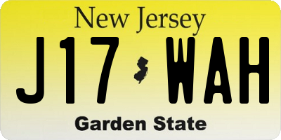NJ license plate J17WAH