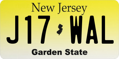 NJ license plate J17WAL