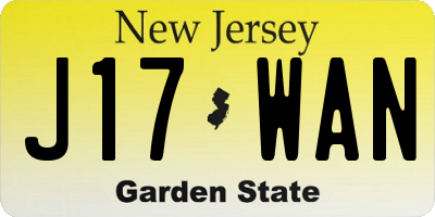 NJ license plate J17WAN