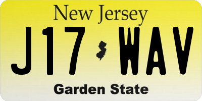 NJ license plate J17WAV