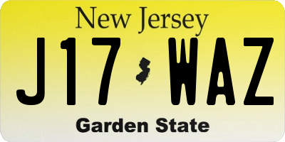 NJ license plate J17WAZ