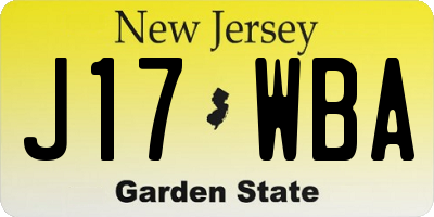 NJ license plate J17WBA